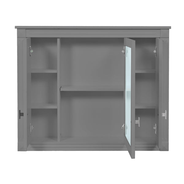 English Elm Bathroom Wall Cabinet Mirrored Mdf Three Door Over Toilet Gray Storage Unit N710P252503E