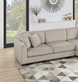 English Elm Contemporary 3pc Sectional Set with USB Charging, Corduroy Upholstery, Storage Ottoman & Pillows Camel 57 L x 57 W x 23 H B011S01283