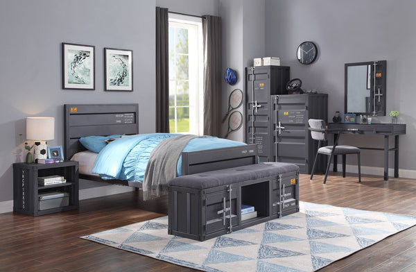 English Elm Gunmetal Single-Door Iron Wardrobe with Interior Shelf & Dual Compartments, Secure Container Lock, Sleek 67" Storage Unit B062P215412