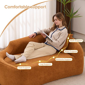 English Elm Ly-048 Sculpted Chenille Chaise Lounge Convertible Sleeper Sofa for Modern Living Spaces Orange W2231P401727
