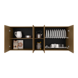 English Elm Wall Cabinet Ontario Macadamia Beige – Modern Engineered Wood Kitchen Cabinet w/ Dish Rack & Shelves, Durable Design (62.2x18.5x23.6) B092P306237
