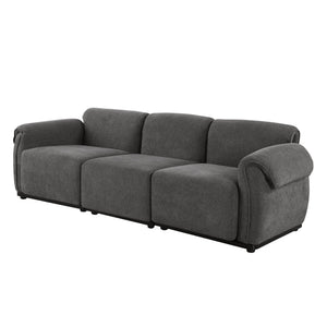 English Elm 102 Inch Linen Modular Sectional Sofa with Hidden Storage and Cloud Cushion Comfort Grey W1099S00205