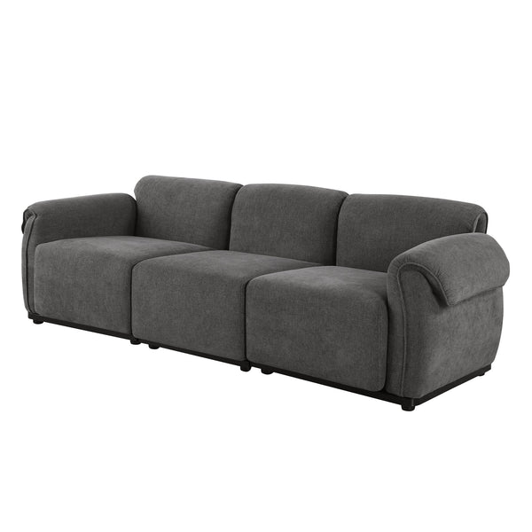 English Elm 102 Inch Linen Modular Sectional Sofa with Hidden Storage and Cloud Cushion Comfort Grey W1099S00205