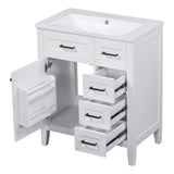 English Elm 30" Bathroom Vanity With Sink Combo, White Bathroom Cabinet With Drawers, Solid Frame and Mdf Board (Old Sku:N725S999222K)