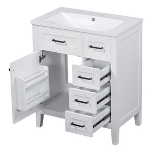 English Elm 30" Modern Bathroom Vanity With Sink Combo - Stylish White Cabinet, Ample Storage & Durable Design N725S999222K-6