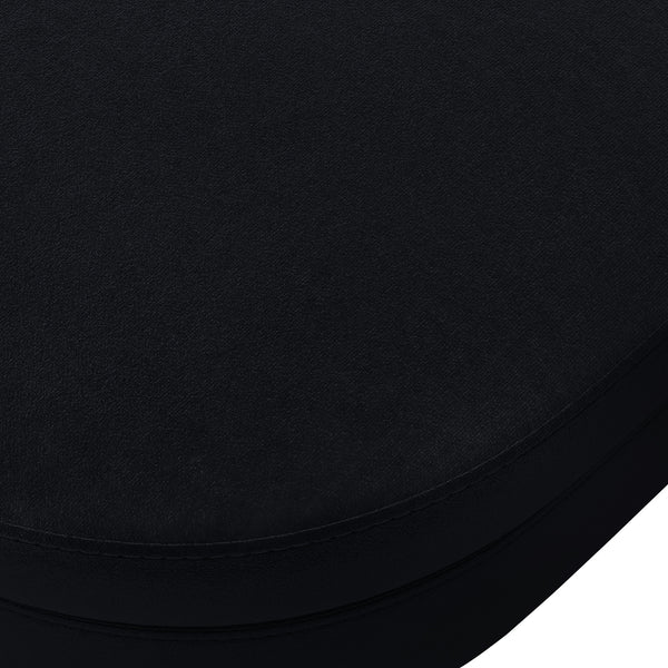 English Elm Ottoman Oval Flannel Storage Bench with Matte Metal Legs for Bedroom or Living Room Black W487P438627