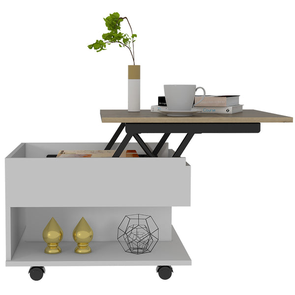 English Elm Portland Lift Top Coffee Table with Concealed Storage, Spacious Surface, Locking Wheels for Rooms Multicolor 26 L x 26 W x 4 H B128P148791