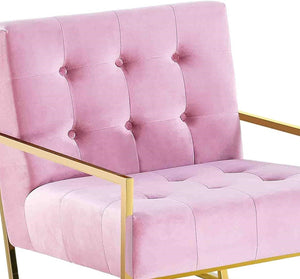 English Elm Living Room Modern Velvet Tufted Accent Chair with Gold Metal Frame, Mid-Century Armchair Pink Elegance B011P357494