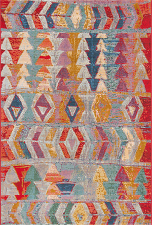 Unique Loom Outdoor Modern Tamarindo Machine Made Geometric Rug Multi, Burgundy/Gold/Gray/Green/Ivory/Red/Violet/Navy Blue/Light Blue 5' 3" x 8' 0"