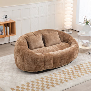English Elm Bean Bean Bag Sofa High-Density Memory Foam Two-Seater Lounger High Back Chenille Cozy Support Coffee W395P181441
