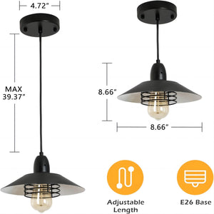 English Elm Farmhouse Black Pendant Light Adjustable Dimmable Metal Edison Fixture for Kitchen Island Dining Room T3177P284004