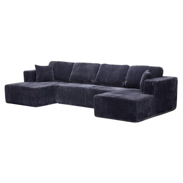 English Elm U Shape Modular Sectional Sofa Corduroy Upholstered Minimalist Living Room Couch W1919S00018