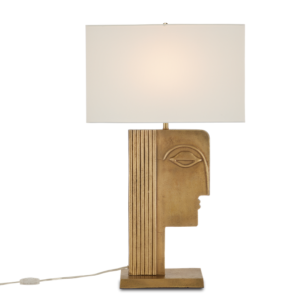 Thebes Antique Brass Table Lamp - Art Deco Inspired Design by Ian Thornton for Elegant Interiors