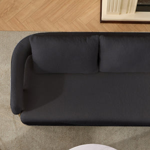 English Elm TS Modern decorative chair with teddy fleece upholstery, ergonomic sponge cushion and gold legs for luxe comfort and style Black+Gold W2311P364621