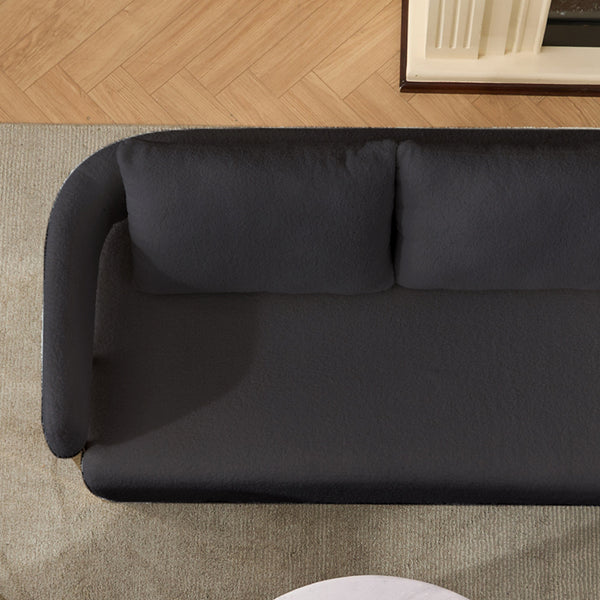 English Elm TS Modern decorative chair with teddy fleece upholstery, ergonomic sponge cushion and gold legs for luxe comfort and style Black+Gold W2311P364621