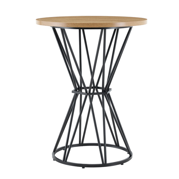 English Elm Single Package Industrial Bar Set Round Mdf Top with Metal Frame Seats 2 for Kitchen Black,Wood W1151P434793
