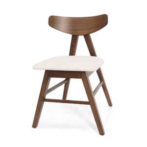 English Elm Christopher Knight Home® - VIDA Mid-Century Dining Chair with Upholstered Seat and Rubberwood Splayed Legs for Stylish Homes Light beige 71184.00LBGE