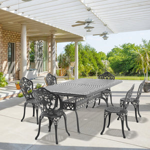 English Elm 7-Piece All-Weather Cast Aluminum Dining Set – Durable, Stylish, And Perfect For Outdoor Gatherings! W1710S00249