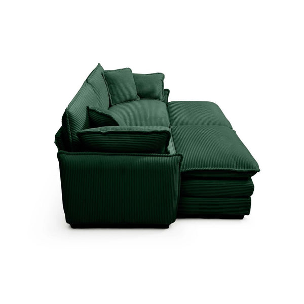 English Elm Two-Seater Theater Sofa In Luxurious Green Corduroy With Footrests – Perfect For Small Spaces! W714S00731-GIGA