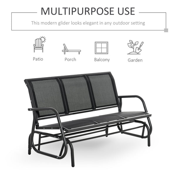 English Elm Outsunny 3 Seat Outdoor Glider Bench Powder Coated Metal Frame Mesh Porch Swing W2225P174352