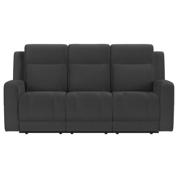 English Elm Slater Manual Reclining Sofa with Channel Tufted Back and Suede Leatherette Upholstery Charcoal B062P440397