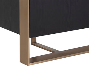 Sunpan Dalton Modern Sideboard - Stunning German Oak Veneer Design with Ample Storage for Any Space Antique Brass / Black