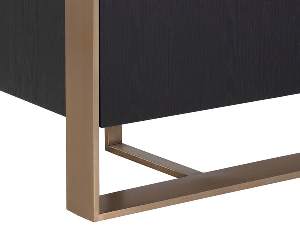 Sunpan Dalton Modern Sideboard - Stunning German Oak Veneer Design with Ample Storage for Any Space Antique Brass / Black