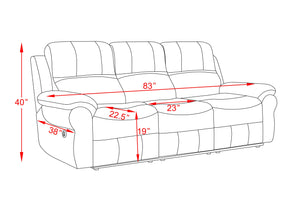 English Elm Breathable Fabric Power Reclining Sofa with Wireless Charging and Drop Down Console W1896141758