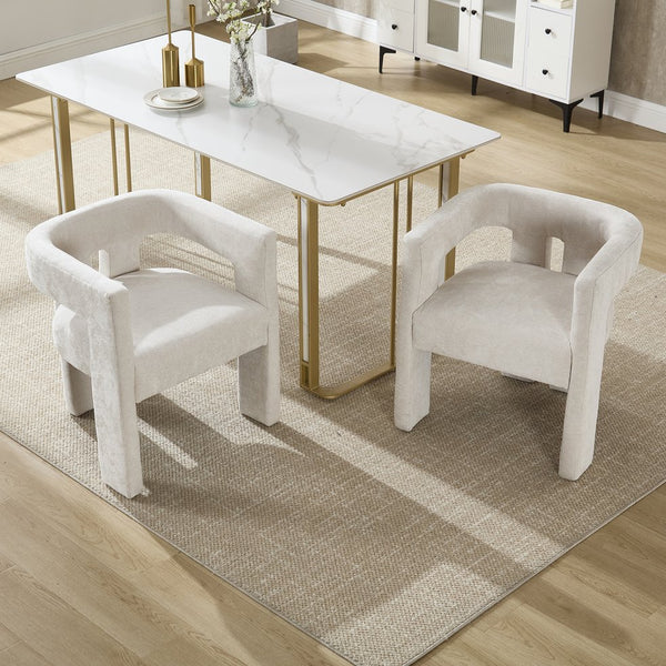 English Elm United We Win Chenille Barrel Accent Armchairs Set of Two for Living Room Dining Beige W1568P389268