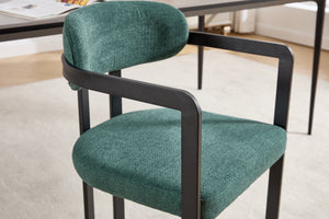 English Elm Modern Tufted Boucle Dining Chairs Set of 2 with Curved Back and Matte Metal Legs Antique Green,Black W3244P337417