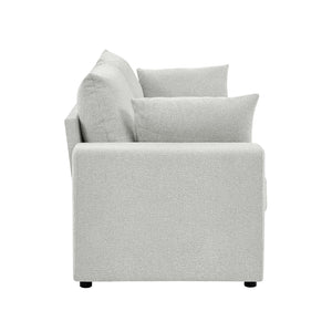 English Elm Modern Low Profile Upholstered Sofa Deep Seat Cushions for Apartment Living Rooms Beige B343P435915