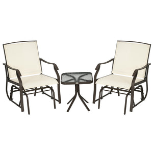 English Elm Outsunny 3-Piece Outdoor Glider Set: 2 Stylish Rocking Chairs & Glass Table For Patios & Gardens W2225P217096-GIGA
