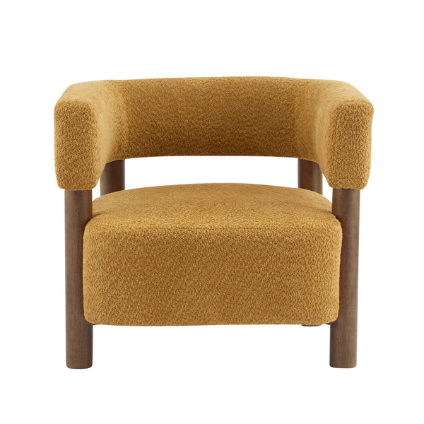 English Elm Christopher Knight Home® - Boucle Plush Bouclé Accent Chair with Rubber Wood Frame, Spring Bag Cushion for Cozy Support Yellow 30.75 L x 28.9 W x 19.25 H N776P268327T