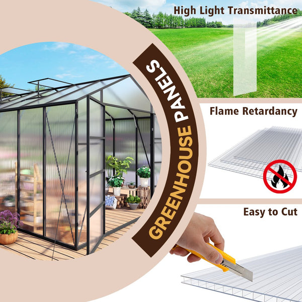 English Elm 4' 4ft Twin Wall Polycarbonate Panels Uv Blocking Insulated Greenhouse Roofing 10 Pack W3213P458677