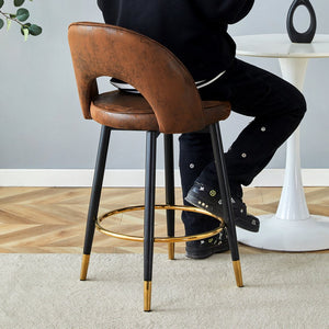 English Elm 360 Swivel Barstools Set of 2 Upholstered Techno Fabric Cushioned Counter Seats W1151P268914