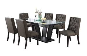 English Elm Modern Fabric Tufted Dining Chairs Set of 2, Ash Black Wingback Accent Seats, Rubberwood & MDF, 20"H Seat Durable Upholstery Comfort Stylish Design B011P194025