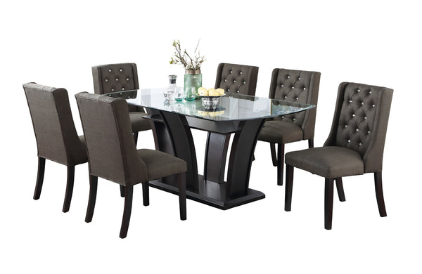 English Elm Modern Fabric Tufted Dining Chairs Set of 2, Ash Black Wingback Accent Seats, Rubberwood & MDF, 20"H Seat Durable Upholstery Comfort Stylish Design B011P194025