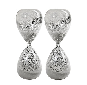 English Elm Set Of 2 Silvered Hourglasses, 60-Minute Timer With White Sand - Elegant Decor For Home & Office W2078P278479-GIGA