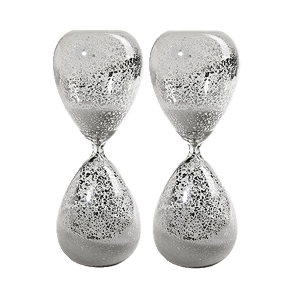 English Elm Set Of 2 Silvered Hourglasses, 60-Minute Timer With White Sand - Elegant Decor For Home & Office W2078P278479-GIGA