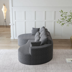 English Elm Modern Chenille Cloud Sectional with Deep Curved Seating and 7 Pillows for Living Room W834S00486