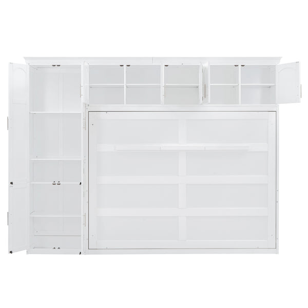 English Elm Queen Murphy Wall Bed with Integrated Wardrobe and Drawers for Studio Spaces LP000876AAK