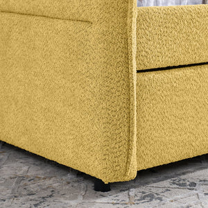 English Elm Full Size Boucle Daybed with Pop up Trundle Tufted Upholstered Sofa Sleeping Yellow W1413S00177