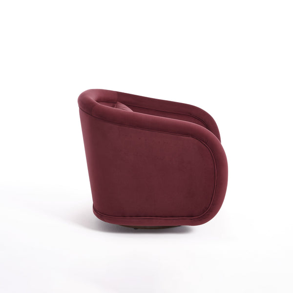 English Elm Swivel Barrel Chair Plush Teddy Fabric Pumpkin Silhouette for Living Room or Bedroom W3244P288860