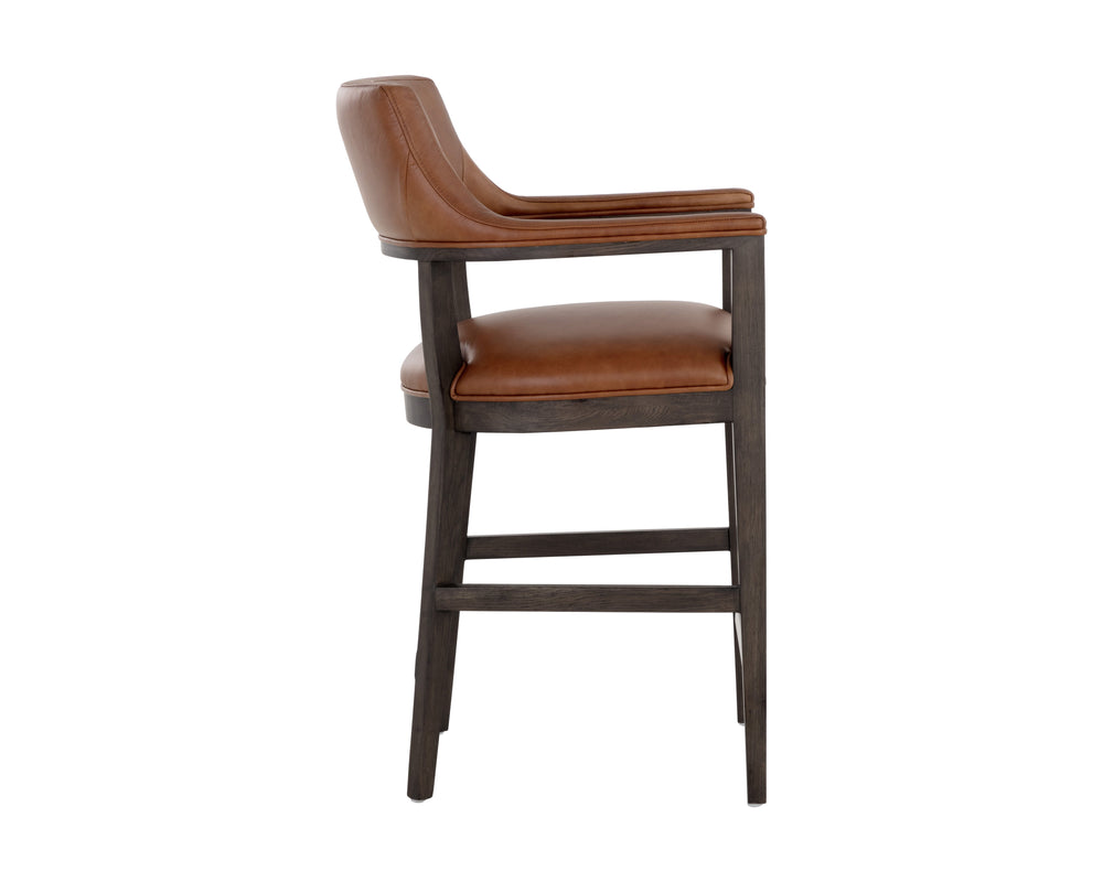 Sunpan Brylea Counter Stool - Luxurious Buffalo Leather Design with Solid Wood Frame for Ultimate Comfort Brown, Shalimar Tobacco Leather