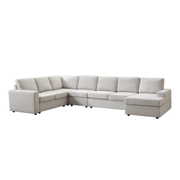 English Elm Large Modular L Shaped Sectional Sofa with Plush Cushions for Contemporary Living B2730S00054
