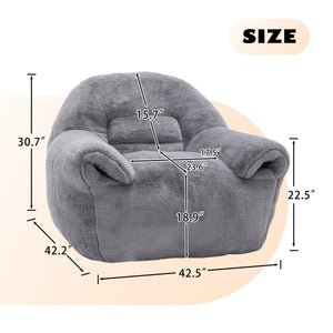 English Elm Bean Bag Chair – Plush Faux Fur Floor Sofa With Back Support For Ultimate Comfort In Any Room W2200P326889