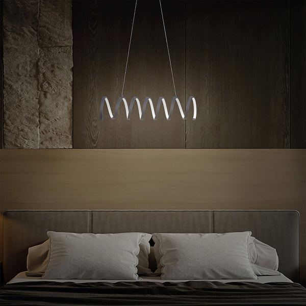 English Elm 23"L Matte Black Spiral Loop Aluminum Pendant Light with Integrated 14W LED, Adjustable 47"-12" Cords, Modern Illuminate B072P220163