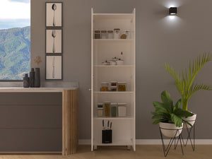 English Elm Pantry Tall Storage Cabinet with Five Shelves for Kitchen, Pantry, or Laundry Room Organization and Style White 31.5 L x 16.54 W x 5.91 H B097S00159