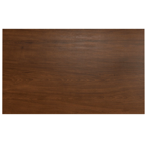 English Elm Wilson Handcrafted Rectangular Dining Table with Solid Veneer Top, Sturdy Legs, Lacquer Finish, Seats 6 Walnut B136P203495