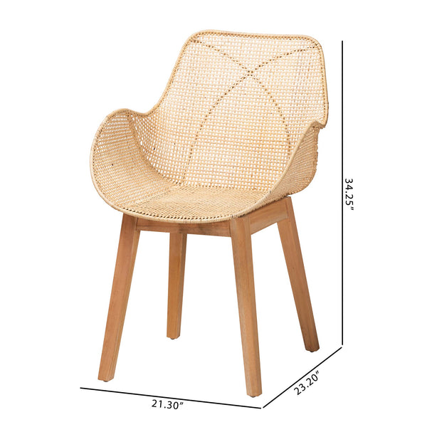 English Elm Mid-century Woven Rattan Dining Chair with Circular Back and Black Lacquered Legs B2750P467672